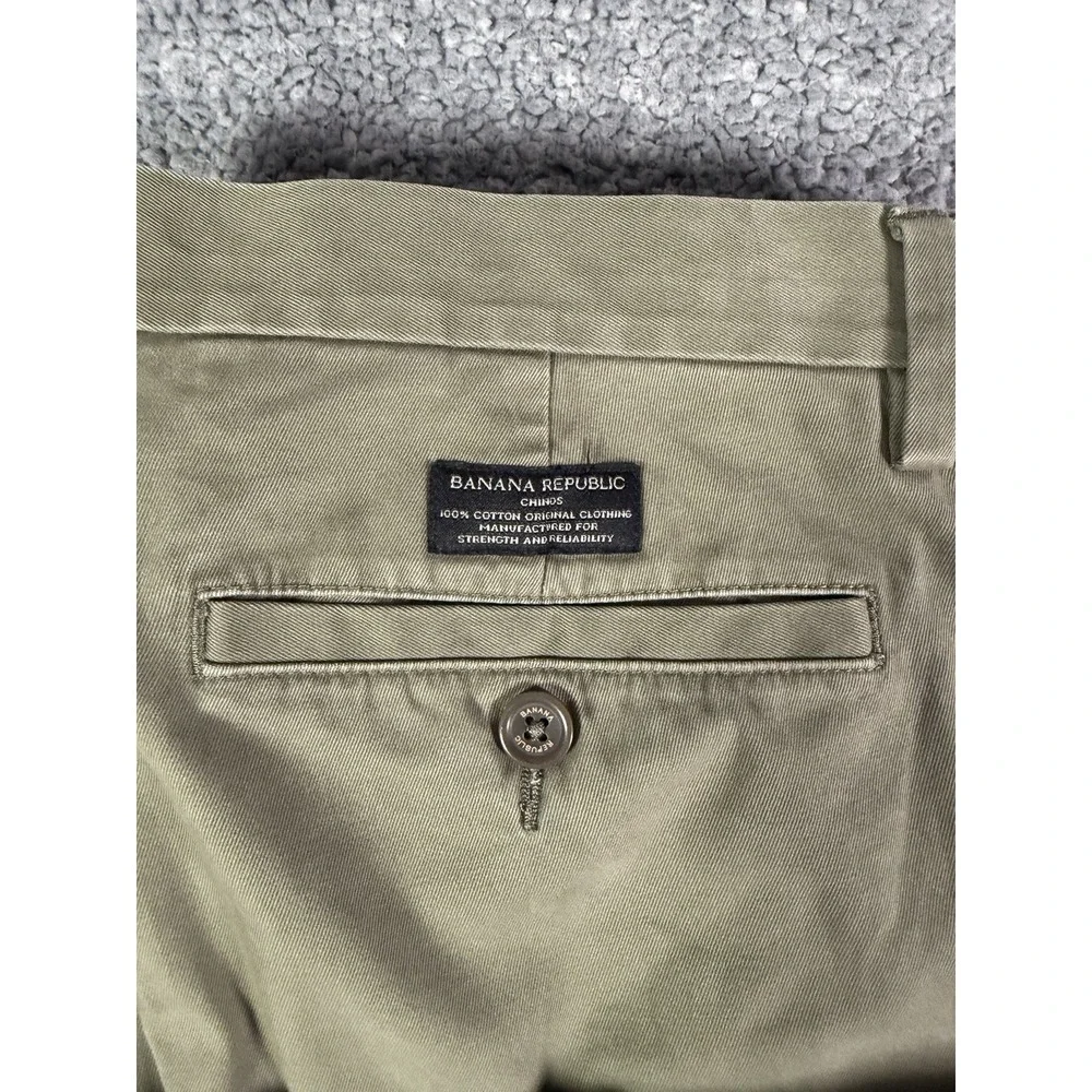 Banana Republic Gavin Chinos Mens 32x30 Olive Green 100% Cotton Workwear Preppy